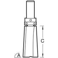 Trend shank mounted bearing guided door cutter with 3-degree leading edge, cylindrical shank, and sharp cutting blade.