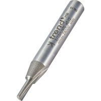 Trend single flute cutter, 2.7mm diameter, silver with engraved branding, tapered design, cylindrical shank.