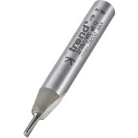 Silver Trend single flute cutter, 2mm diameter, cylindrical body with engraved text and pointed cutting tip.