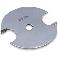 Circular silver slotter blade with 5.5mm kerf, 1/4 bore, and two cutting edges, marked "Trend SL".