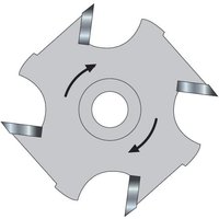 Circular silver Trend slotter with four sharp teeth, 6mm kerf, and 12mm bore, featuring directional arrows.