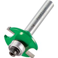 Trend slotting cutter, 3.0mm cut, 31.8mm diameter, silver shaft, green circular blade, black bearing.