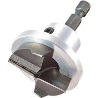 Silver Trend Snappy 35mm TCT hinge cutter with black cutting edges and depth stop attachment.