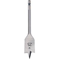 Steel Trend Snappy flat bit, 25mm, with hex shank and pointed tip for precision drilling.