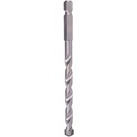 Trend Snappy Hex Shank Masonry Drill Bit, silver, with spiral grooves and hexagonal shank for secure grip.