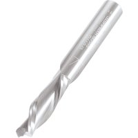 Trend spiral down-cut bit, 8mm diameter, silver finish, single flute, cylindrical shank.