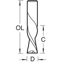 "Spiral up-cut router bit, 3.2mm diameter, silver, single fluted design with cylindrical shank, by Trend"