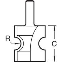 Trend staff bead router bit with 3.6mm radius, cylindrical shank, and curved cutting profile.