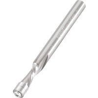 Trend STC spiral downcut aluminium router cutter, silver with smooth cylindrical body and spiral cutting edge.