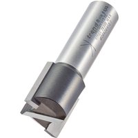 Trend two flute cutter, 20mm diameter, silver steel with engraved branding, cylindrical shank, sharp cutting edges.