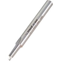 Trend Two Flute HSSE Router Cutter, silver, cylindrical shank, sharp dual flutes for aluminium and plastic cutting.