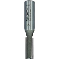 Trend two flute cutter, 10mm diameter, silver cylindrical body with engraved text, sharp cutting edge.
