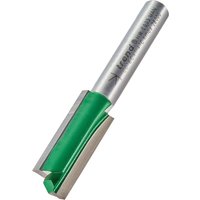 Trend two flute cutter, silver with green coating, 10mm diameter, cylindrical shank, single piece.