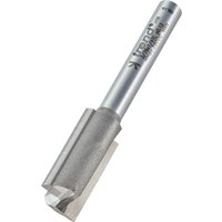 Trend two flute cutter, silver with 12.55mm diameter, cylindrical shank, engraved brand logo on handle.