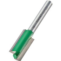 Trend two flute cutter, 12.7mm diameter, silver with green coating, sharp dual blades, cylindrical shank.