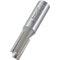 Trend silver two flute cutter, 12mm diameter, cylindrical shank, engraved branding, sharp cutting edges.