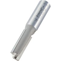 Silver Trend two flute cutter, 12mm diameter, cylindrical shank, engraved logo, sharp cutting edges.