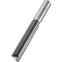 Two flute cutter, 14mm diameter, 70mm cut length, silver and black finish, cylindrical shank by Trend.