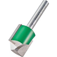Two flute cutter with 20.6mm diameter, silver shaft, green body, and sharp cutting edges by Trend.