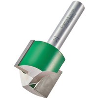 Two flute cutter with 25mm diameter, silver shaft, and green body by Trend.