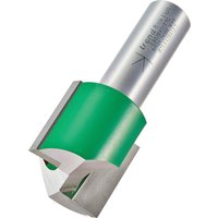 Trend two flute cutter, 25.4mm diameter, silver shaft with green body, sharp cutting edges.
