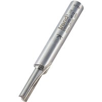 Silver Trend two flute cutter, 4mm diameter, engraved with product details, cylindrical shape with cutting flutes.