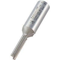 Trend two flute cutter, 6mm diameter, silver with engraved branding, cylindrical shank, sharp cutting edges.