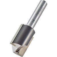 Trend Two Flute PTFE Coated Non Stick Router Cutter, silver with smooth black coating, cylindrical shank, sharp edges.