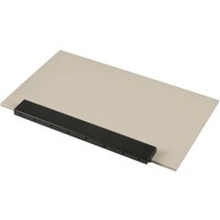 Rectangular beige Trend Varijig guide saw base plate with black self-clamping edge.