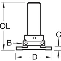 Black and white diagram of Trend Weatherseal Groover, cylindrical shank with flat base, labeled dimensions.