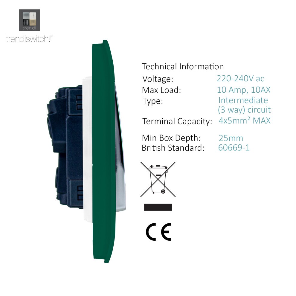 Trendi Switch 1 Gang 10amp Dark Forest Green Intermediate Rocker Light Switch - image 2
