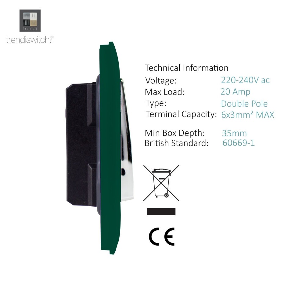 Trendi Switch 1 Gang 20amp Dark Forest Green Rocker Switch - image 2