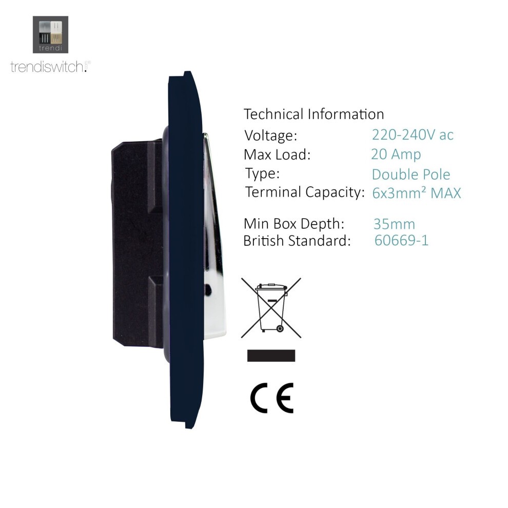 Trendi Switch 1 Gang 20amp Navy Blue Rocker Switch - image 2