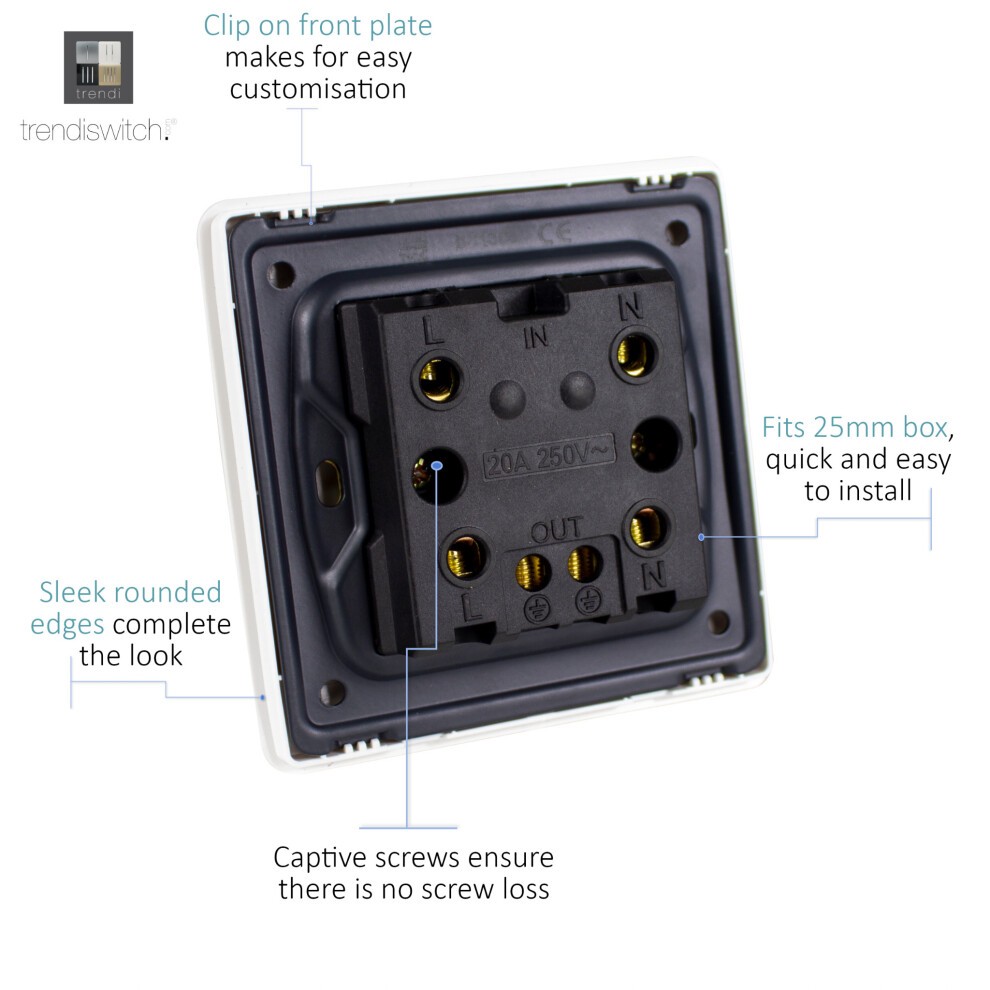 Trendi Switch 1 Gang 20amp Navy Blue Rocker Switch - image 3