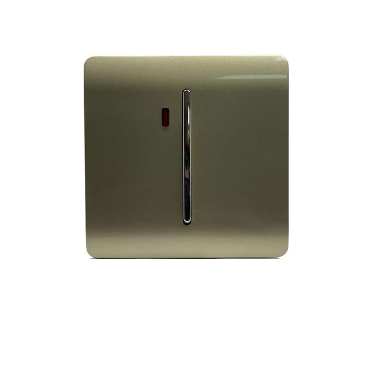 Gold Trendi 45 Amp switch featuring a sleek design with a neon indicator light, made from durable material, ideal for modern electrical installations.