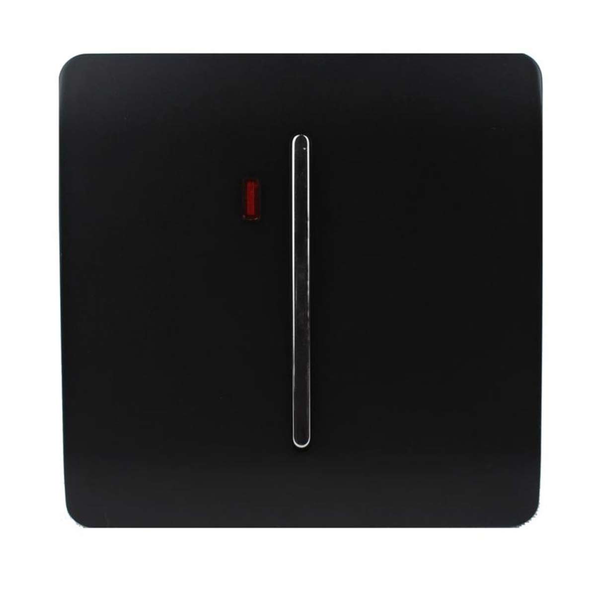 Black 45 Amp switch with a sleek design, featuring a neon indicator light in red and a minimalist chrome toggle, made from durable material.