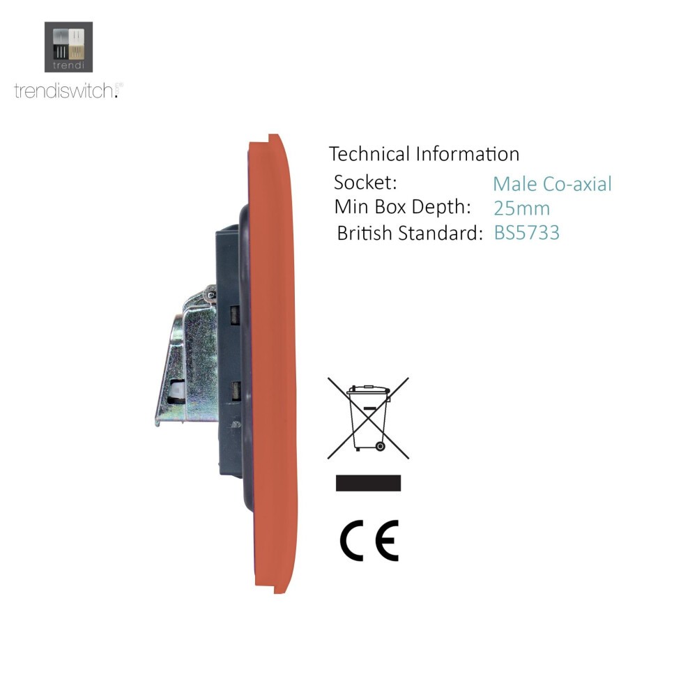 Trendi Switch 1 Gang Female Copper Co-Axial Television Socket - image 2