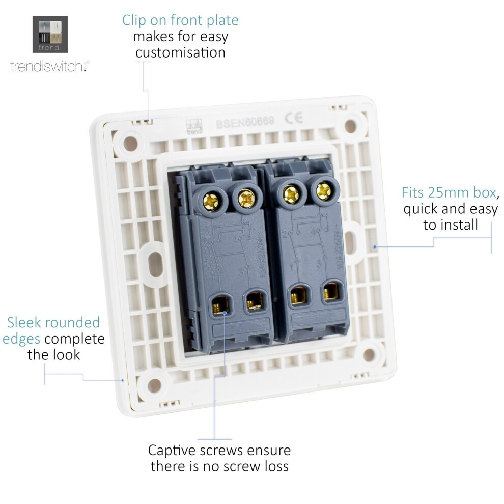 Trendi Switch 2 Gang 10amp Intermediate Light Grey Rocker Light Switch - image 3