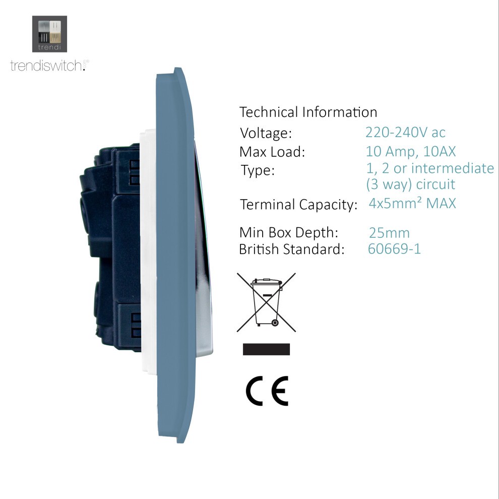 Trendi Switch 2 Gang 10amp Sky Blue Rocker Light Switch - image 2
