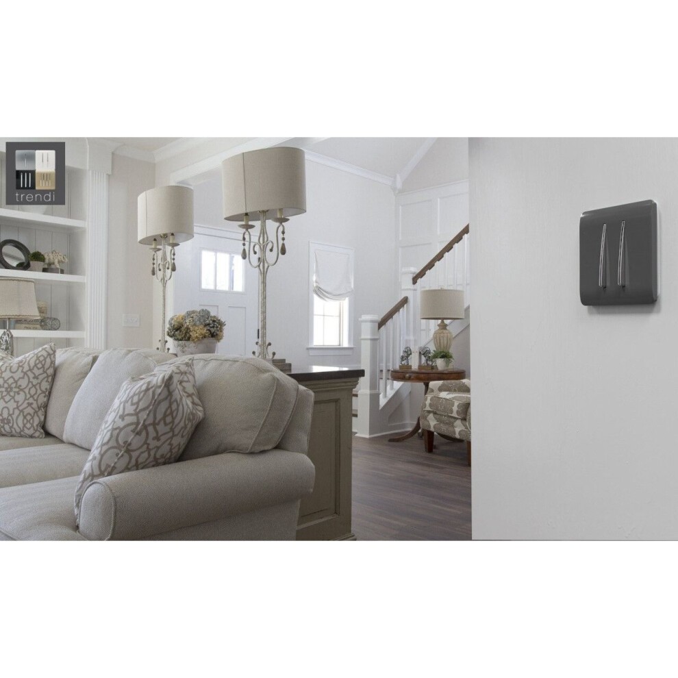 Trendi Switch 2 Gang 10amp Warm Grey Rocker Light Switch - image 4