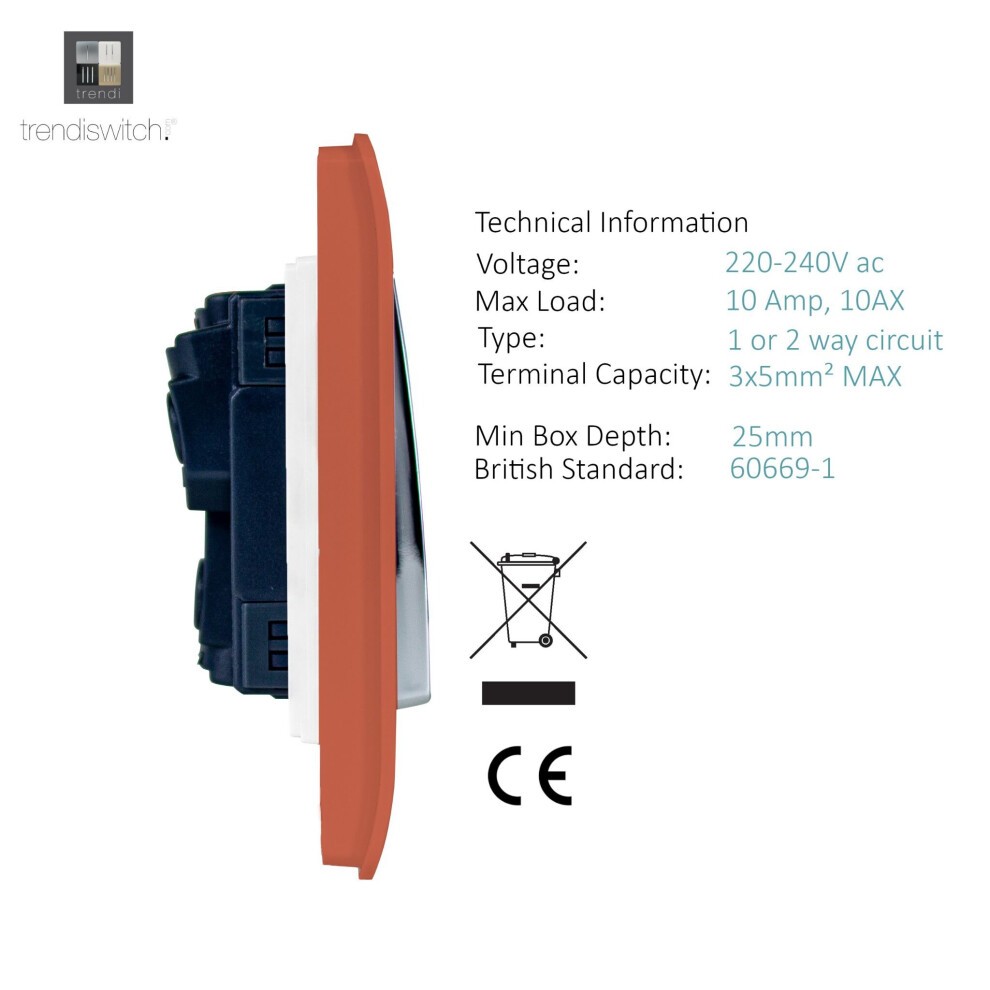 Trendi Switch 3 Gang 10amp 1 or 2 Way Copper Rocker Light Switch - image 2