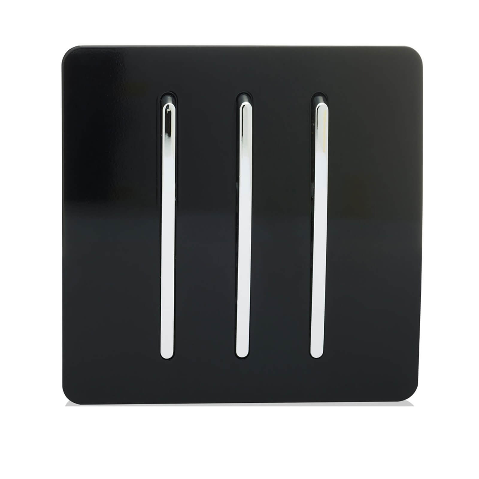 Trendi Switch 3 Gang 10amp 1 or 2 Way Piano Black Rocker Light Switch - image 2