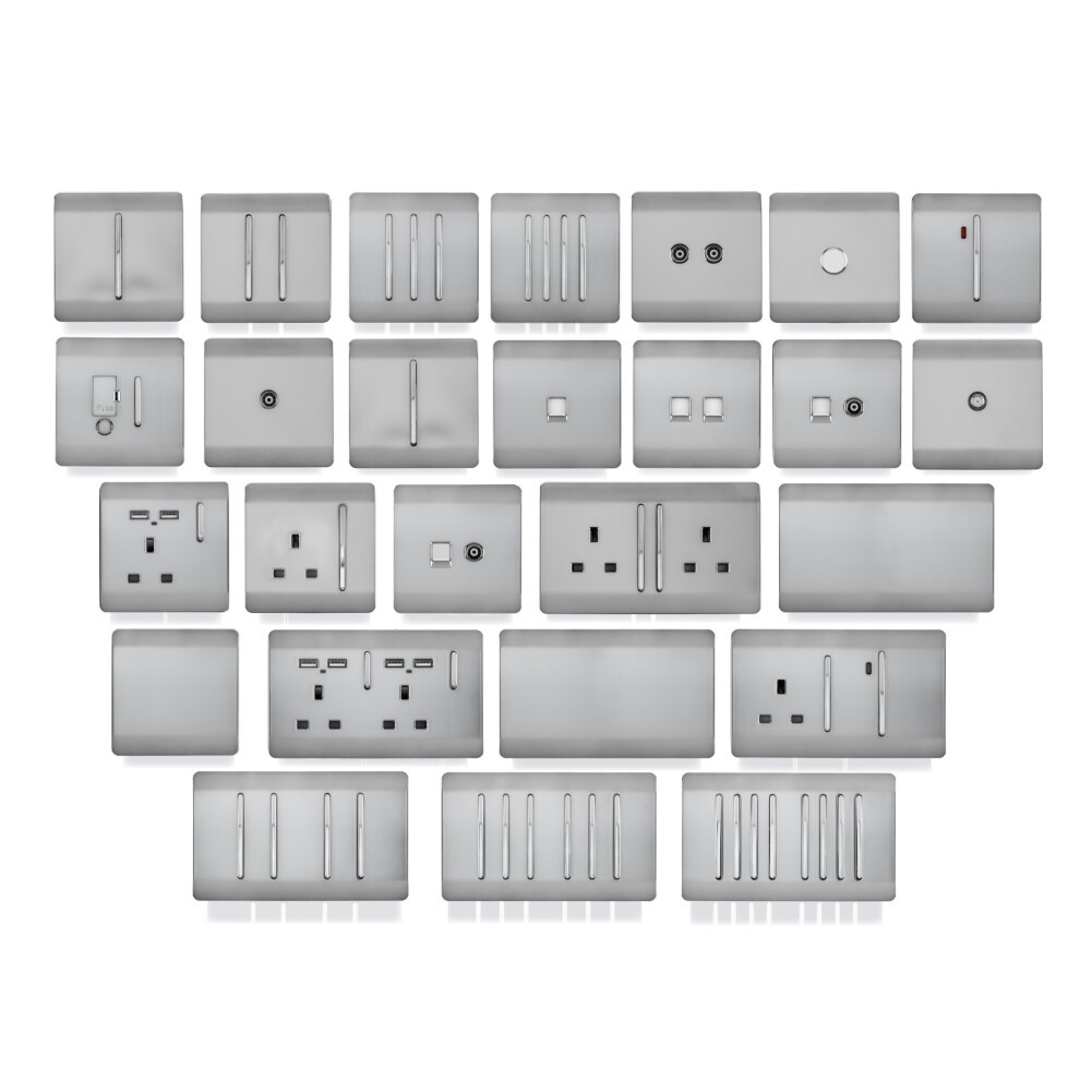 Trendi Switch Brushed Steel Double Blanking Plate - image 3