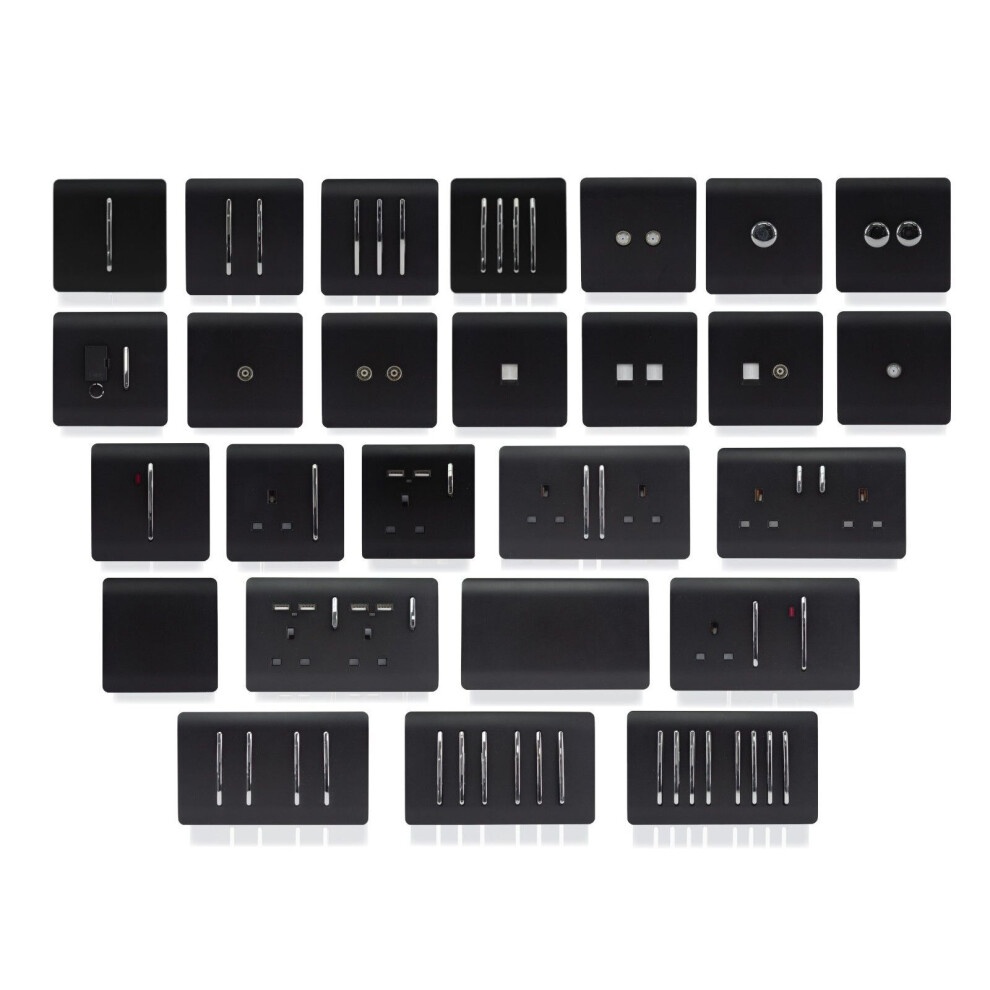 Trendi Switch Matt Black Double Blanking Plate - image 3