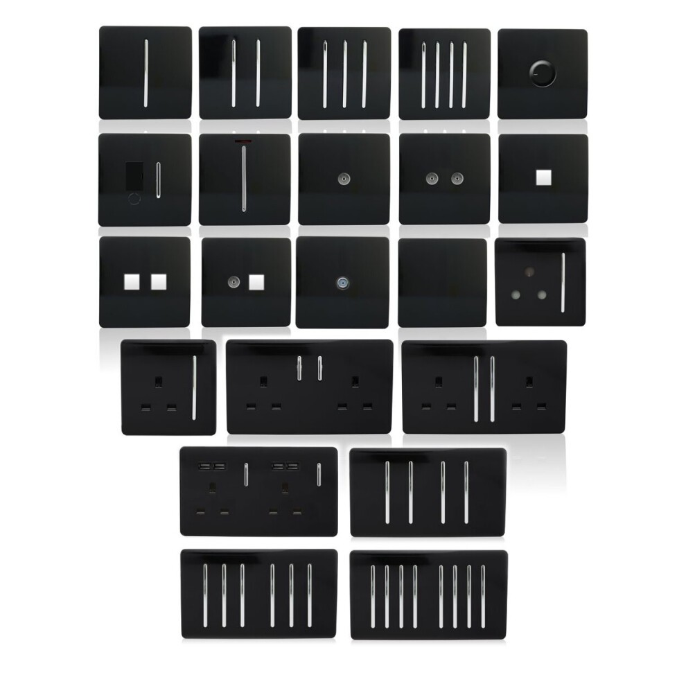 Trendi Switch Piano Black Double Blanking Plate - image 4