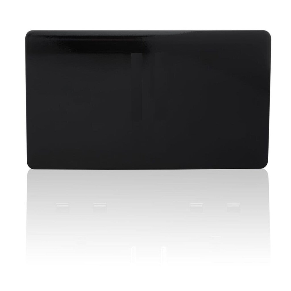 Glossy black double blanking plate with a modern artistic design, featuring a smooth finish and sleek rectangular shape, suitable for electrical installations.
