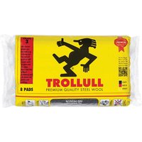Trollull Extra Large Steel Wire Wool Pads, yellow packaging with black logo and red accents, pack of 8.