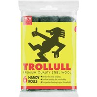 Trollull Handy Rolls Steel Wire Wool Pack of 6 with yellow packaging and black troll logo.