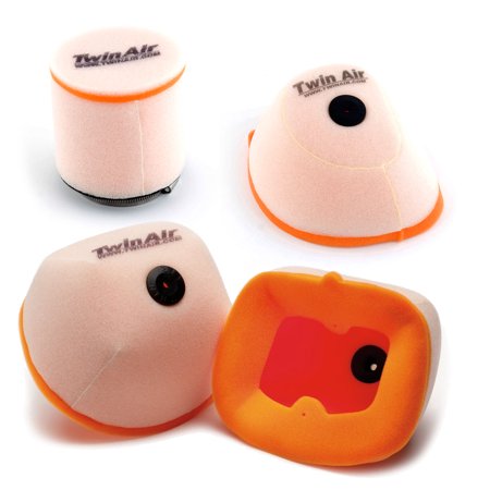 Twin Air fire-resistant air filter in orange and white foam, designed for Gas Gas EC250F/450F/515F 4T models from 2007 to 2017, featuring a unique shape and logo.