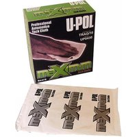 "Green U-POL box with 50 white tack cloths featuring black 'maximum' logo"